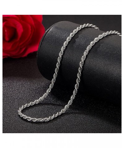 Men 925 Sterling Silver 3mm Twist Rope Chain Necklace Women Diamond Cut Clasp Rope Box Chain 16 "17" 18 "19" 20 "22" 24 "26" ...