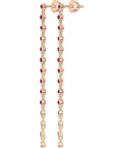 Round Gemstone or Diamond Ladies Linear Bar Drop Earrings in Gold 18K - Metal Stamp Rose Gold in Screw Back Ruby $137.64 Earr...