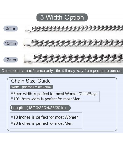 Silver Chain Gold Chain for Men Boys 18K Gold Plated 316L Stainless Steel Miami Cuban Link Chain for Women 8/10/12mm Diamond ...