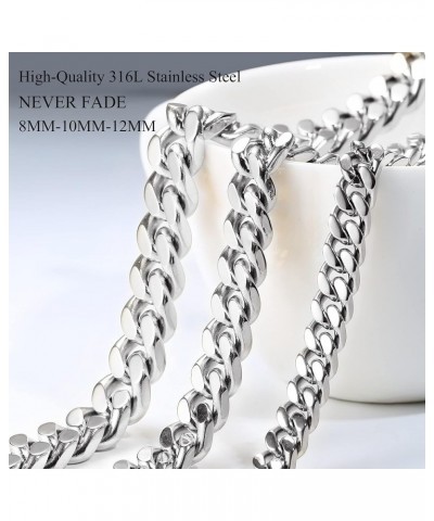 Silver Chain Gold Chain for Men Boys 18K Gold Plated 316L Stainless Steel Miami Cuban Link Chain for Women 8/10/12mm Diamond ...