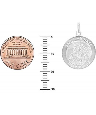 Sterling Silver Saint St Michael Medal Round Pendant Necklaces 20.0 Inches 19MM $13.49 Necklaces