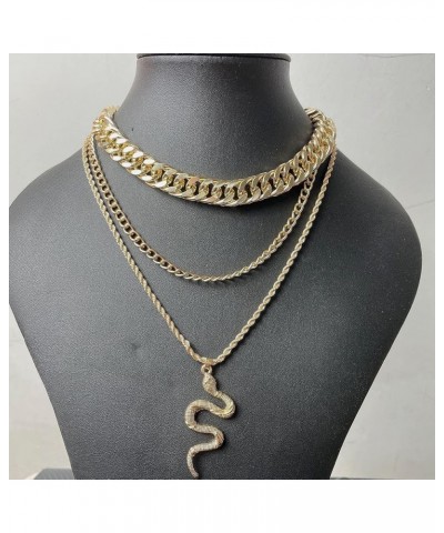 Gold Snake Layered Chunky Necklace Silver Dainty Snake Pendant Multilayered Long Chain Pearl Choker Jewelry Gift for Women Go...