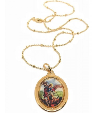 Saint Michael The Archangel Gold Plated Medal Necklace 18 Inches Length Protect Us $13.92 Necklaces