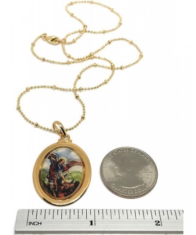 Saint Michael The Archangel Gold Plated Medal Necklace 18 Inches Length Protect Us $13.92 Necklaces