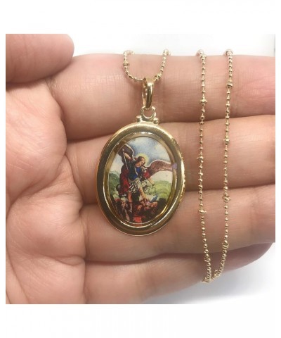 Saint Michael The Archangel Gold Plated Medal Necklace 18 Inches Length Protect Us $13.92 Necklaces