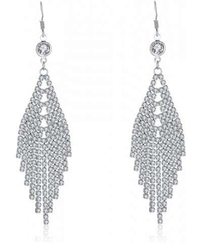 Chandelier Earrings: Elegant Transparent Crystal Tassel Drops Hooks | Sterling Silver Hypoallergenic for Women | Weddings, Ch...