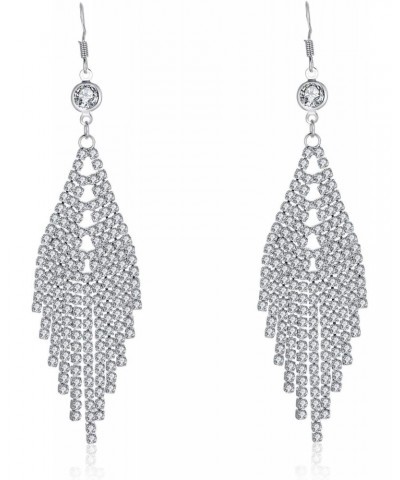 Chandelier Earrings: Elegant Transparent Crystal Tassel Drops Hooks | Sterling Silver Hypoallergenic for Women | Weddings, Ch...