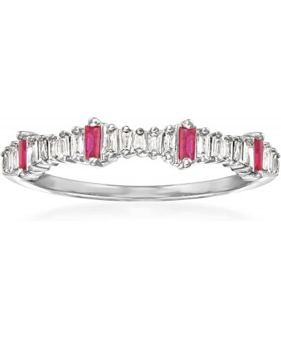 0.14 ct. t.w. Diamond and .10 ct. t.w. Ruby Ring in 14kt White Gold $148.68 Rings