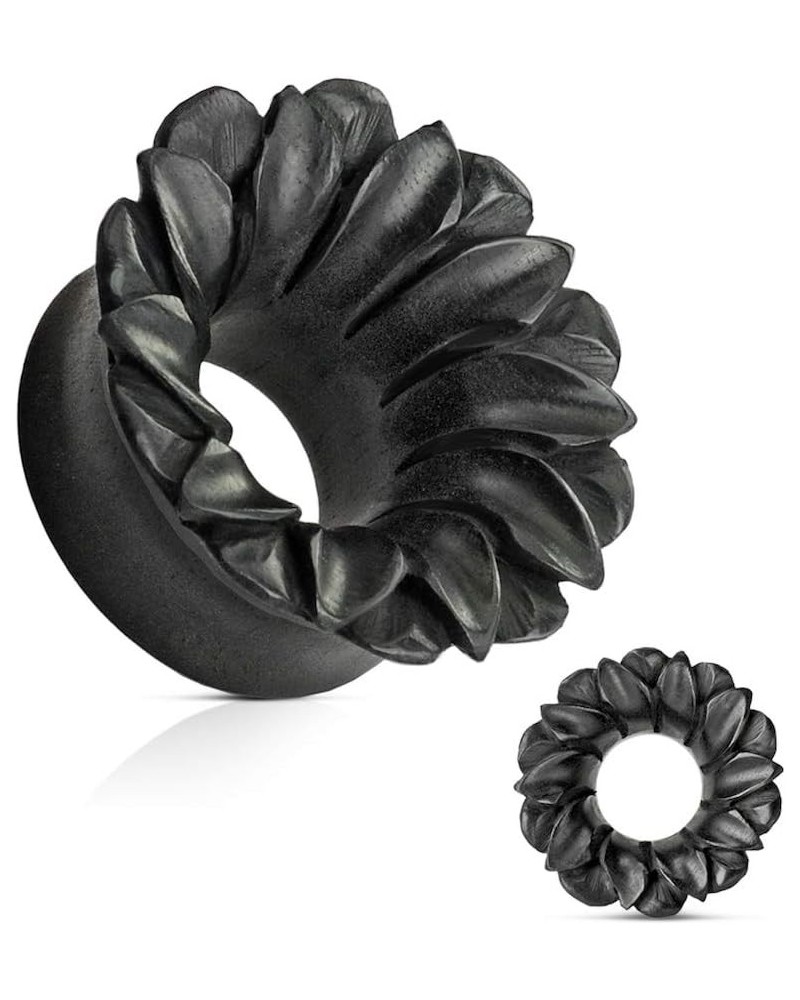 Lotus Organic Hand Carved Black Areng Wood Tunnel Plug 7/16" (11mm) $14.10 Body Jewelry