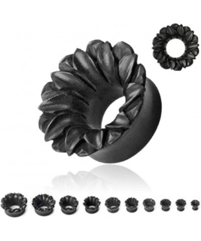 Lotus Organic Hand Carved Black Areng Wood Tunnel Plug 7/16" (11mm) $14.10 Body Jewelry