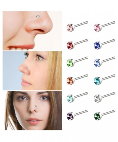 60pcs Surgical Stainless Steel Nose Studs, Hypoallergenic Body Piercing Jewelry for Women Men Bone Silver Rose Gold Black Rai...