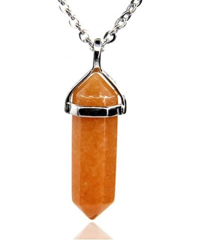 Natural Gemstone Hexagonal Pointed Reiki Chakra Pendant Necklace 19 Inch Orange Aventurine $7.08 Necklaces