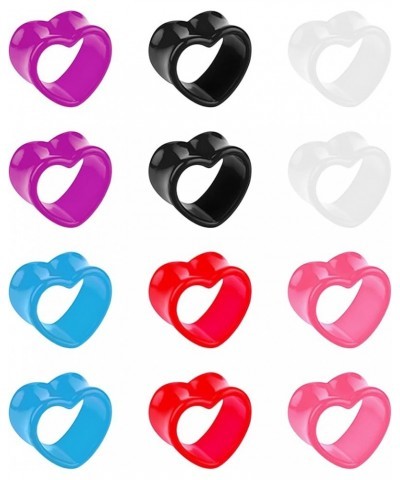 6 Pair Ear Tunnels Gauge Acrylic Heart Shaped Ear Expander Gauges Ear Piercing Ear Stretcher for Women and Men Tunnels-Ht-02 ...