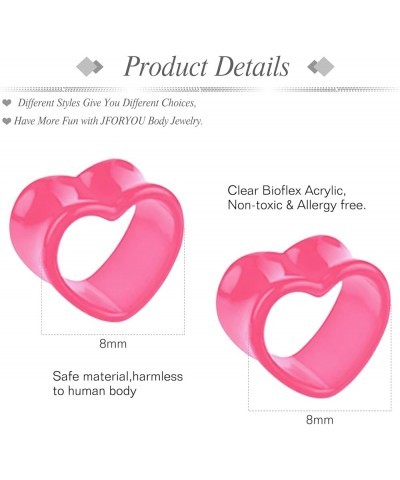 6 Pair Ear Tunnels Gauge Acrylic Heart Shaped Ear Expander Gauges Ear Piercing Ear Stretcher for Women and Men Tunnels-Ht-02 ...