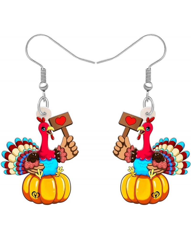 Acrylic Fall Thanksgiving Gifts Cute Turkey Earrings Dangle Pumpkin Jewelry Farm Animals Accessories for Women Girls Turkey S...