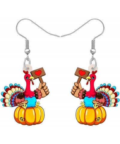 Acrylic Fall Thanksgiving Gifts Cute Turkey Earrings Dangle Pumpkin Jewelry Farm Animals Accessories for Women Girls Turkey S...