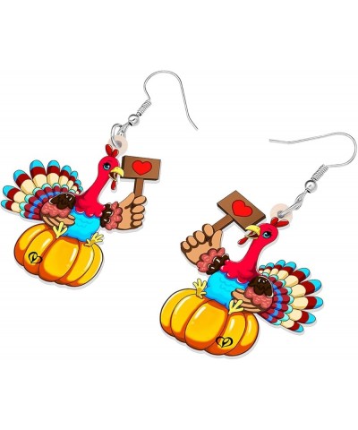 Acrylic Fall Thanksgiving Gifts Cute Turkey Earrings Dangle Pumpkin Jewelry Farm Animals Accessories for Women Girls Turkey S...