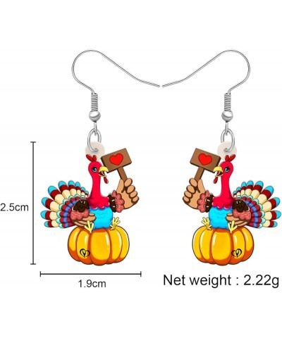 Acrylic Fall Thanksgiving Gifts Cute Turkey Earrings Dangle Pumpkin Jewelry Farm Animals Accessories for Women Girls Turkey S...