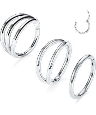 3pcs Nose Rings Hoops Double Nose Ring 316L Surgical Steel Cartilage Earrings 20G/18G/16G Septum Rings Conch Piercing Helix E...