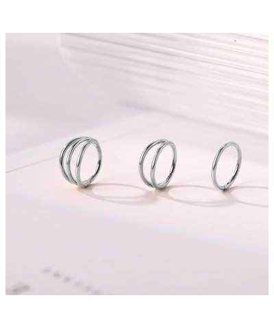 3pcs Nose Rings Hoops Double Nose Ring 316L Surgical Steel Cartilage Earrings 20G/18G/16G Septum Rings Conch Piercing Helix E...