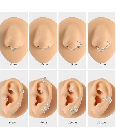 3pcs Nose Rings Hoops Double Nose Ring 316L Surgical Steel Cartilage Earrings 20G/18G/16G Septum Rings Conch Piercing Helix E...