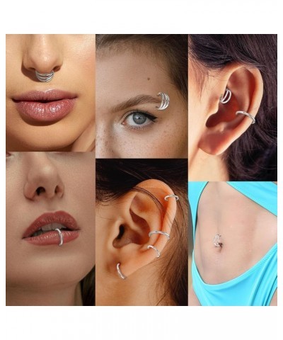 3pcs Nose Rings Hoops Double Nose Ring 316L Surgical Steel Cartilage Earrings 20G/18G/16G Septum Rings Conch Piercing Helix E...