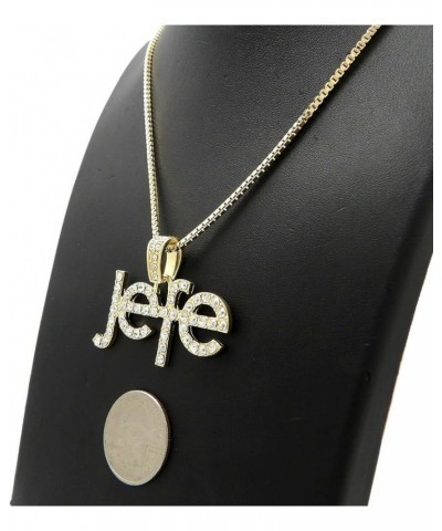 Iced Gold Silver Plated Boss Jefe Pendant & 18" 20" 24" Cuban/Rope/Box Chain Hip Hop Jewelry Necklace (GOLD) 20" BOX CHAIN $1...