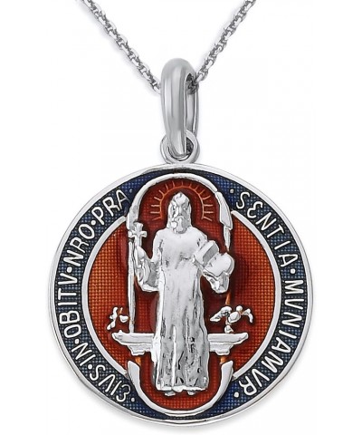 Saint Benedict Coin Pendant Necklace in Sterling Silver, Made in America 22" Necklace $31.08 Necklaces