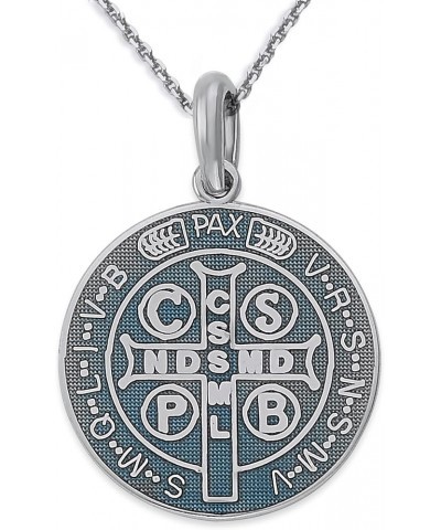 Saint Benedict Coin Pendant Necklace in Sterling Silver, Made in America 22" Necklace $31.08 Necklaces