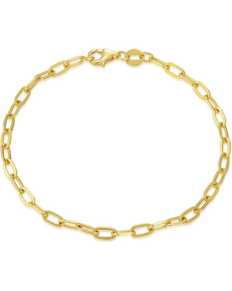 14K Yellow Gold 6-13 Inch 1.2mm-3.2mm Chain Bracelet Anklet for Women, Cuban Link Curb/Rope/Paper Clip/Round Snake/Herringbon...