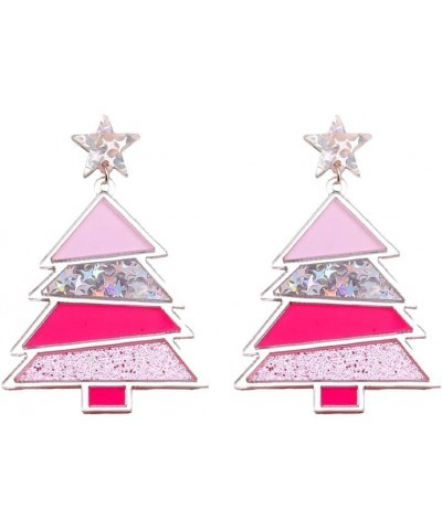 Unique Personality Acrylic Christmas Tree Truck Earrings Handmade Lightweight Creative Cartoon Christmas Tree Drop Dangle Ear...