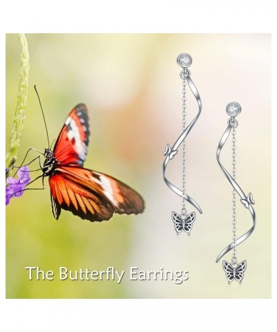 Butterfly Earrings 925 Sterling Silver Long Dangle Earrings for Women Tassel Chain Earrings Butterfly Jewelry Birthday Gifts ...