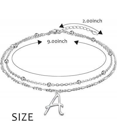 Initials Anklet for Women S925 Sterling Silver Adjustable Foot Ankle Bracelet with Letter A Figaro Chain $6.59 Anklets