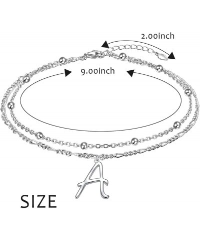 Initials Anklet for Women S925 Sterling Silver Adjustable Foot Ankle Bracelet with Letter A Figaro Chain $6.59 Anklets