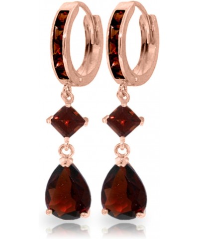 5.62 Carat 14k Solid Rose Gold Huggie Earrings Dangling Garnet $186.00 Earrings