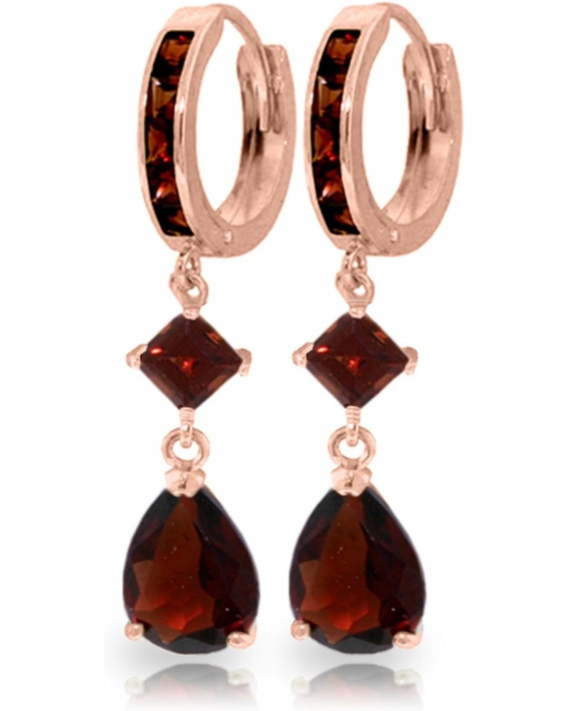 5.62 Carat 14k Solid Rose Gold Huggie Earrings Dangling Garnet $186.00 Earrings