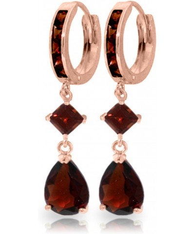 5.62 Carat 14k Solid Rose Gold Huggie Earrings Dangling Garnet $186.00 Earrings