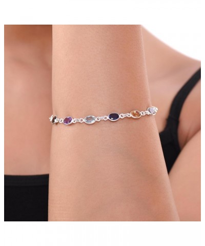 925 Sterling Silver Women'S Bracelet Natural Multi Gemstone, 8.75 Inch, Sg-09 $18.14 Bracelets