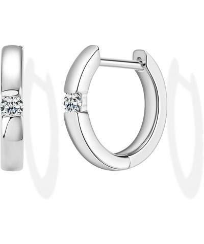 Moissanite Hoop Earrings for Women | Sterling Silver Hoop Earrings | Hypoallergenic 18K White Gold Plated S925 Diamond Earrin...