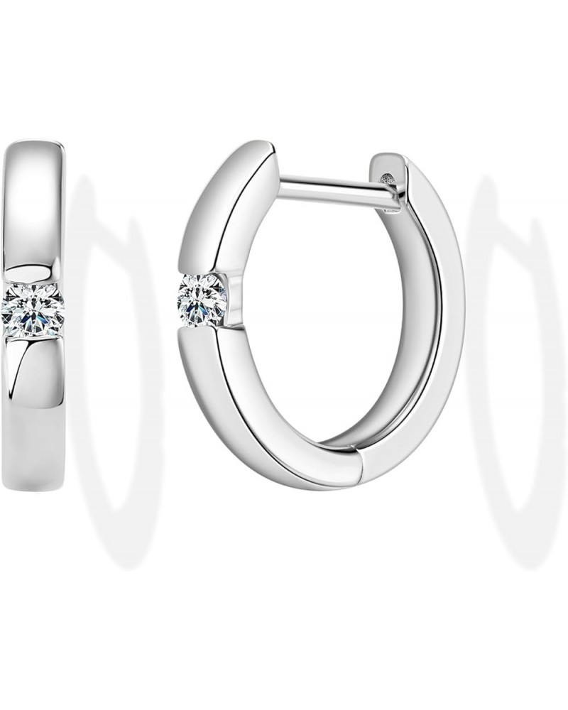 Moissanite Hoop Earrings for Women | Sterling Silver Hoop Earrings | Hypoallergenic 18K White Gold Plated S925 Diamond Earrin...