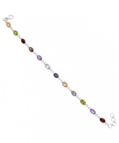 925 Sterling Silver Women'S Bracelet Natural Multi Gemstone, 8.75 Inch, Sg-09 $18.14 Bracelets