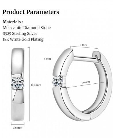 Moissanite Hoop Earrings for Women | Sterling Silver Hoop Earrings | Hypoallergenic 18K White Gold Plated S925 Diamond Earrin...