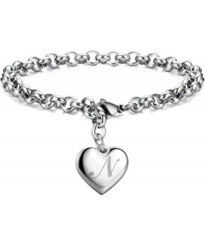 Initial Charm Bracelets for Girls Letters Alphabet Heart Bracelet Jewelry Gifts for Teen Girl N: Heart $9.87 Bracelets