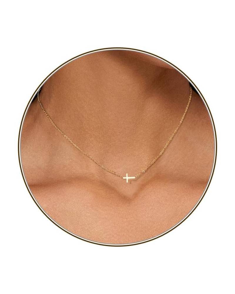 Cross Necklace for Women, Dainty 18K Gold plated Small Cross Pendant Necklace Simple Gold Cross Necklaces for Girls Gold Jewe...