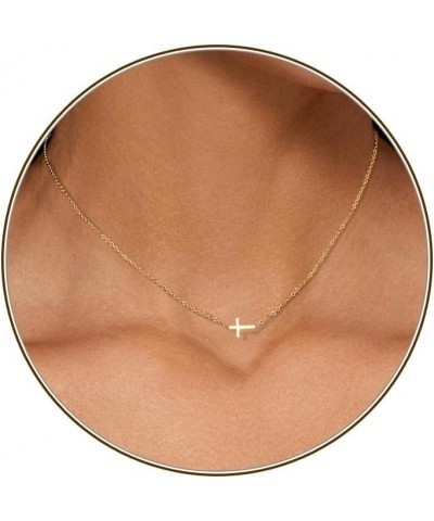 Cross Necklace for Women, Dainty 18K Gold plated Small Cross Pendant Necklace Simple Gold Cross Necklaces for Girls Gold Jewe...