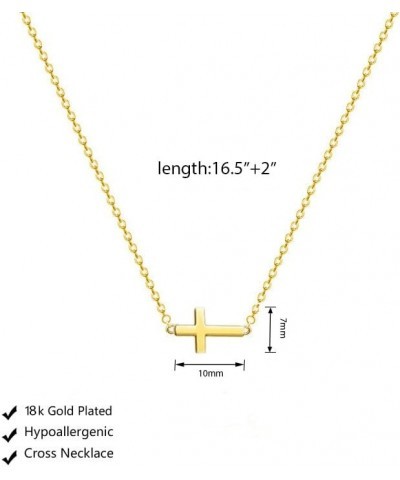 Cross Necklace for Women, Dainty 18K Gold plated Small Cross Pendant Necklace Simple Gold Cross Necklaces for Girls Gold Jewe...