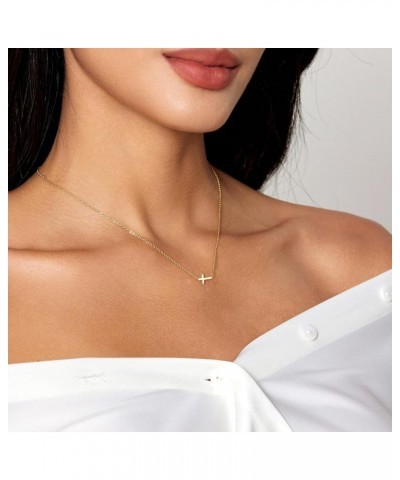 Cross Necklace for Women, Dainty 18K Gold plated Small Cross Pendant Necklace Simple Gold Cross Necklaces for Girls Gold Jewe...