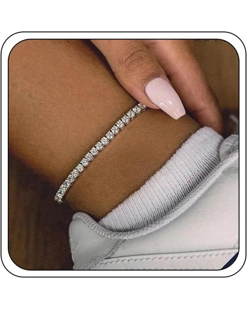 Ankle Bracelets for Women, Heart Rhinestone Pendant Adjustable Shiny Tennis Twinkle Cubic Zircon Ankle Bracelets Beach Party ...