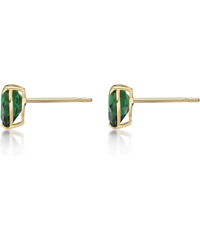 6 mm Gemstone Heart Stud Earrings for Women in 10k Yellow Gold Heart Shaped Birthstone Created Emerald $46.79 Earrings