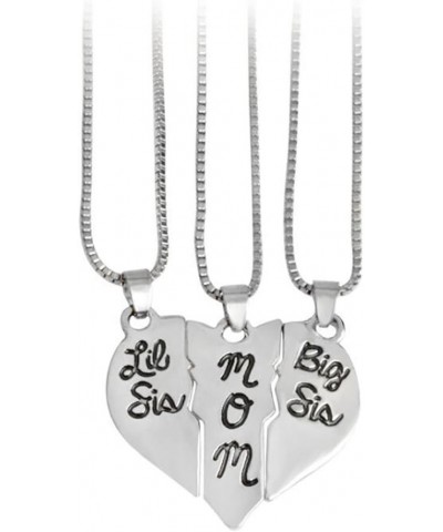 Meiligo® Fashion 3 Pcs Mother and Daughter Puzzle Dog Tag Necklace Jewlery Big Sis mom Lil Sis Letter Matching Engraved Neckl...